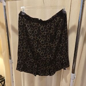 Talbots Black Skirt with Gold Circle Design